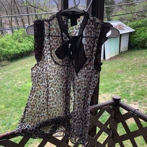 Ruffle detail sheer blouse